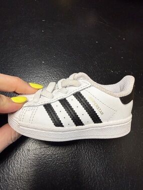 adidas White and Black Toddler Superstar Sneaker
